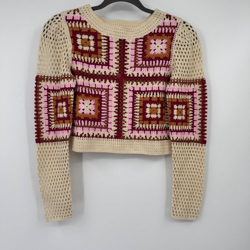 Crochet Norah sweater Granny Square woman’s size XS Boutique vibe boho bohemian